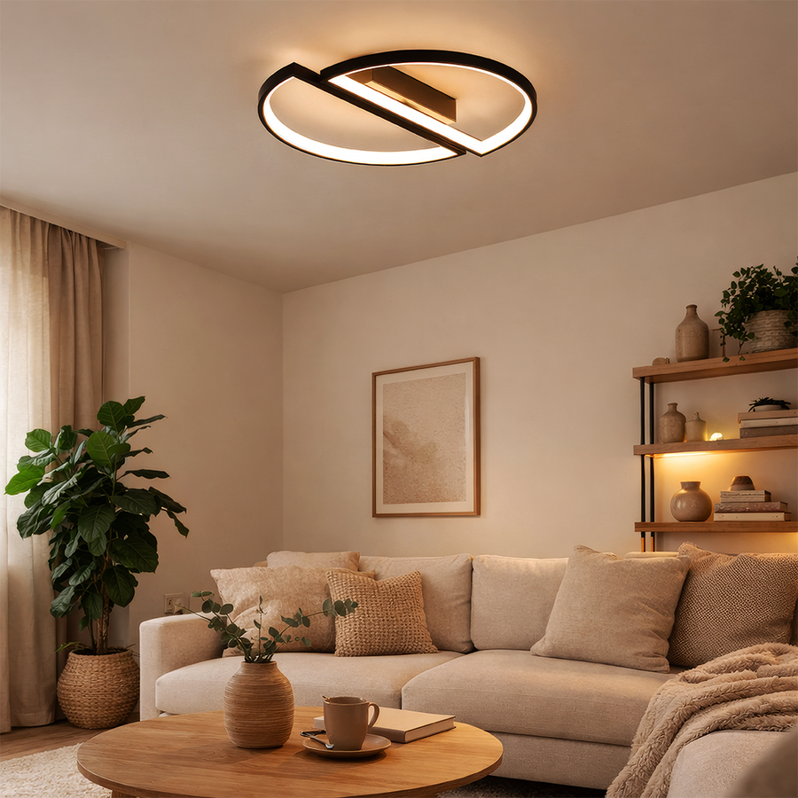 Żyrandol LED z pilotem VECTOR ARCUS 52W, 2 elementy, światło zimne/ciepłe/neutralne, możliwość przyciemniania, czarne Żyrandole LED z pilotem Domyślny tytuł Alessandro Design