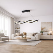 Zawieszany żyrandol LED z pilotem, FLUX, 27W, 116cm, światło zimne/ciepłe/neutralne 3000K/4000K/6000K, możliwość przyciemniania, czarny, regulowana wysokość, metalowe i silikonowe nowoczesne żyrandole Domyślny tytuł Alessandro Design