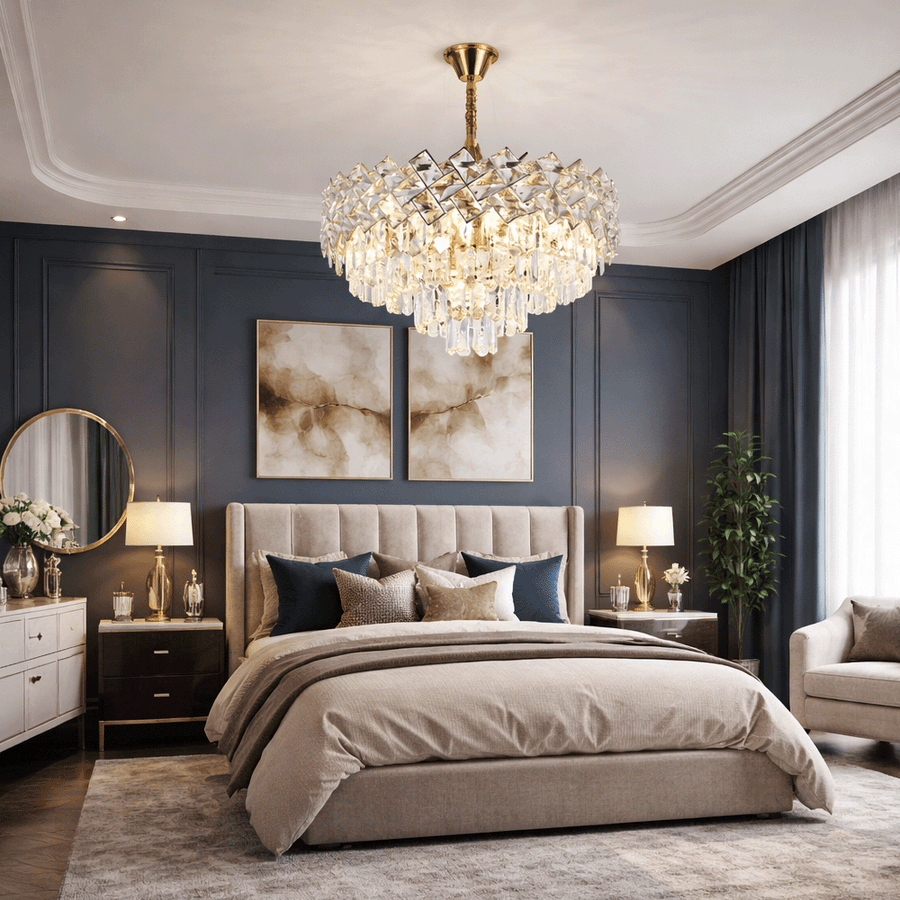 Żyrandol kryształowy WINDSOR Elegance 8x E14, średnica 39cm, błyszczące złoto, regulowana wysokość, metalowe i kryształowe żyrandole kryształowe Domyślny tytuł Alessandro Design
