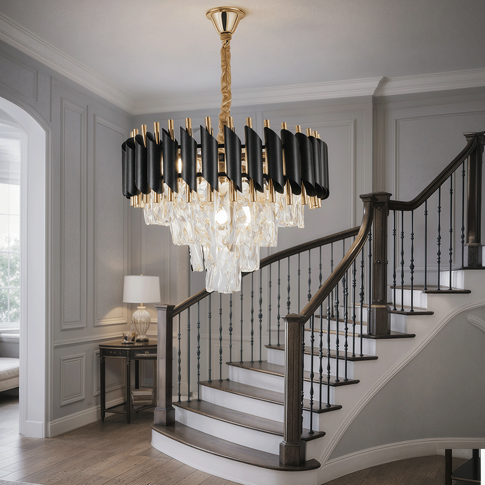 Żyrandol kryształowy VERSAILLES Nobile 5xE14, średnica 40cm, błyszczące złote i czarne żyrandole kryształowe Domyślny tytuł Alessandro Design