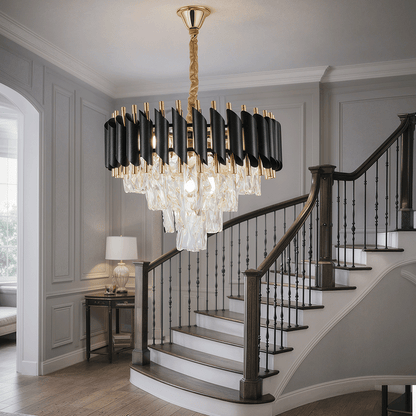 Żyrandol kryształowy VERSAILLES Nobile 5xE14, średnica 40cm, błyszczące złote i czarne żyrandole kryształowe Domyślny tytuł Alessandro Design
