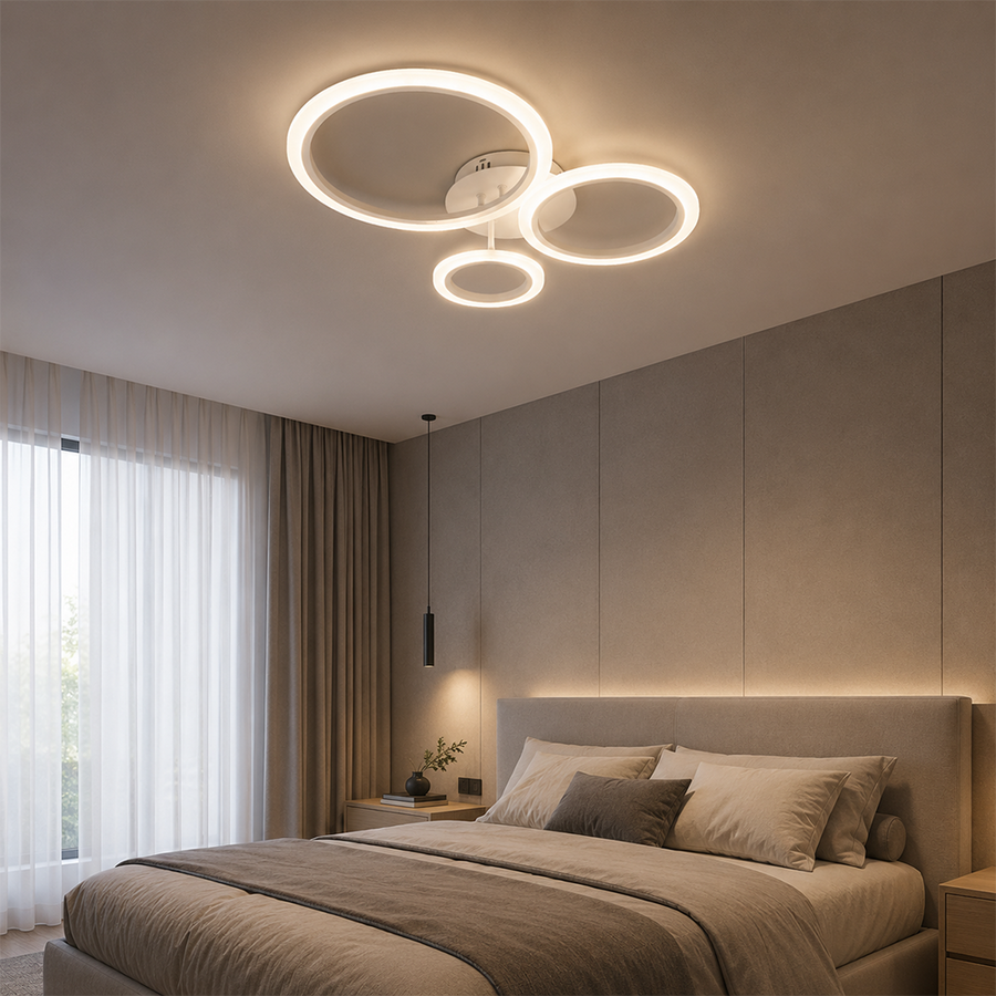 Żyrandol LED z pilotem BETTY 40W, 3 koła, światło zimne/ciepłe/neutralne, możliwość przyciemniania, białe, metalowe i akrylowe Żyrandole LED z pilotem Domyślny tytuł Alessandro Design