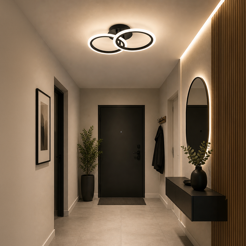 Żyrandol LED z pilotem BETTY 27W, 2 koła, światło zimne/ciepłe/neutralne, możliwość przyciemniania, czarne żyrandole LED z pilotem Domyślny tytuł Alessandro Design