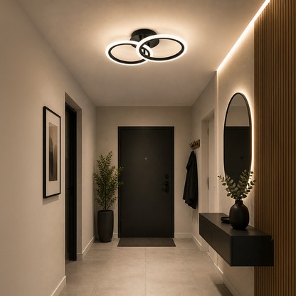 Żyrandol LED z pilotem BETTY 27W, 2 koła, światło zimne/ciepłe/neutralne, możliwość przyciemniania, czarne żyrandole LED z pilotem Domyślny tytuł Alessandro Design