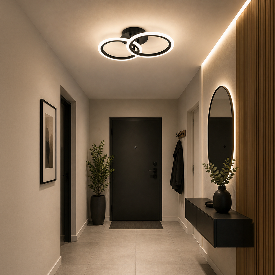 Żyrandol LED z pilotem BETTY 27W, 2 koła, światło zimne/ciepłe/neutralne, możliwość przyciemniania, czarne żyrandole LED z pilotem Domyślny tytuł Alessandro Design