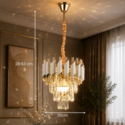 Żyrandol kryształowy VERSAILLES Petito 3xE14, średnica 30cm, błyszczące złoto i biel, regulowana wysokość, metalowe i kryształowe żyrandole kryształowe Domyślny tytuł Alessandro Design