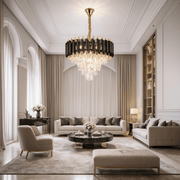 Żyrandol kryształowy VERSAILLES Nobile 5xE14, średnica 40cm, błyszczące złote i czarne żyrandole kryształowe Domyślny tytuł Alessandro Design