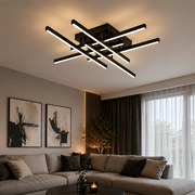 Żyrandol LED z pilotem LINEX, 81W, 6 elementów, liniowy, światło zimne/ciepłe/neutralne, możliwość przyciemniania, czarne Żyrandole LED z pilotem Domyślny tytuł Alessandro Design