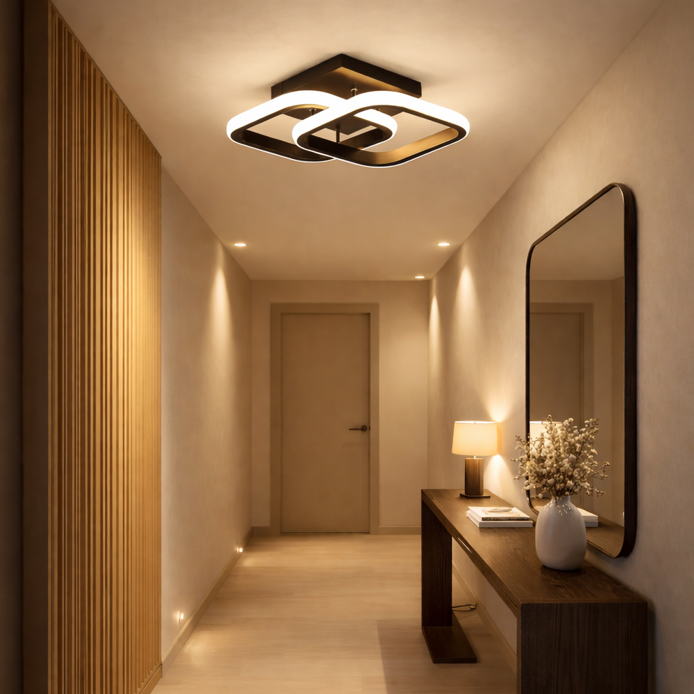 Żyrandol LED VERTEX Matrix nakładające się diamenty, metalowe ramki, 24W, 2 diamenty, światło zimne/ciepłe/neutralne 3000K/4000K/6000K, czarny, metalowy i silikonowy żyrandol LED domyślny tytuł Alessandro Design