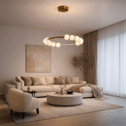 Lampa wisząca LED Akrylowa Nova 57W z pilotem, możliwość przyciemniania, 3000K/4000K/6000K, złote, metalowe i akrylowe żyrandole LED z pilotem Domyślny tytuł Alessandro Design