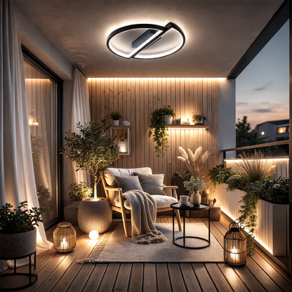 Żyrandol LED z pilotem VECTOR ARCUS 52W, 2 elementy, światło zimne/ciepłe/neutralne, możliwość przyciemniania, czarne Żyrandole LED z pilotem Domyślny tytuł Alessandro Design