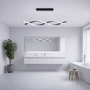 Zawieszany żyrandol LED z pilotem, FLUX, 27W, 116cm, światło zimne/ciepłe/neutralne 3000K/4000K/6000K, możliwość przyciemniania, czarny, regulowana wysokość, metalowe i silikonowe nowoczesne żyrandole Domyślny tytuł Alessandro Design