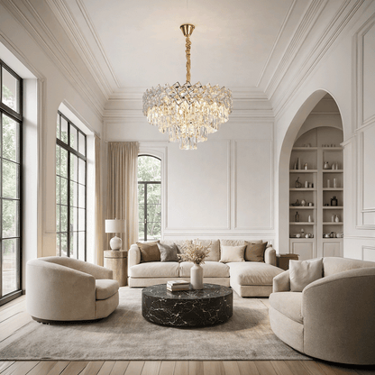 Żyrandol kryształowy WINDSOR Elegance 8x E14, średnica 39cm, błyszczące złoto, regulowana wysokość, metalowe i kryształowe żyrandole kryształowe Domyślny tytuł Alessandro Design