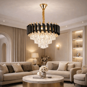 Żyrandol kryształowy VERSAILLES Nobile 5xE14, średnica 40cm, błyszczące złote i czarne żyrandole kryształowe Domyślny tytuł Alessandro Design
