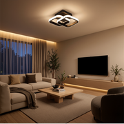Żyrandol LED VERTEX Matrix nakładające się diamenty, metalowe ramki, 24W, 2 diamenty, światło zimne/ciepłe/neutralne 3000K/4000K/6000K, czarny, metalowy i silikonowy żyrandol LED domyślny tytuł Alessandro Design