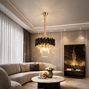 Żyrandol kryształowy VERSAILLES Petito 3xE14, średnica 30cm, błyszczące złoto i czerń, regulowana wysokość Żyrandol kryształowy Domyślny tytuł Alessandro Design
