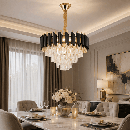 Żyrandol kryształowy VERSAILLES Nobile 5xE14, średnica 40cm, błyszczące złote i czarne żyrandole kryształowe Domyślny tytuł Alessandro Design