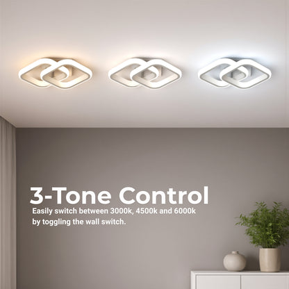 Żyrandol LED VERTEX Matrix, nakładające się diamenty, metalowe ramki, 24W, 2 diamenty, światło zimne/ciepłe/neutralne 3000K/4000K/6000K, białe żyrandole LED domyślny tytuł Alessandro Design