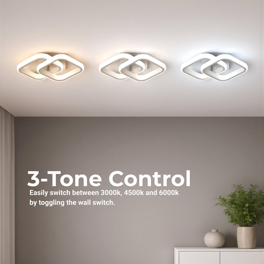 Żyrandol LED VERTEX Matrix, nakładające się diamenty, metalowe ramki, 24W, 2 diamenty, światło zimne/ciepłe/neutralne 3000K/4000K/6000K, białe żyrandole LED domyślny tytuł Alessandro Design
