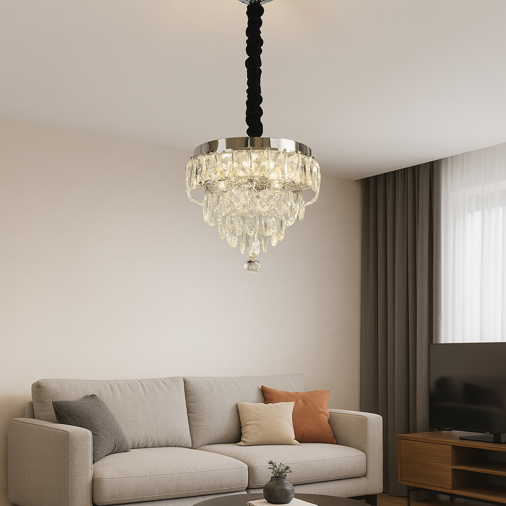 MEILI CRYSTAL CASCADA 300 – Żyrandol kryształowy LED, 52W, Ø300 mm, z pilotem Żyrandole kryształowe Domyślny tytuł Alessandro Design