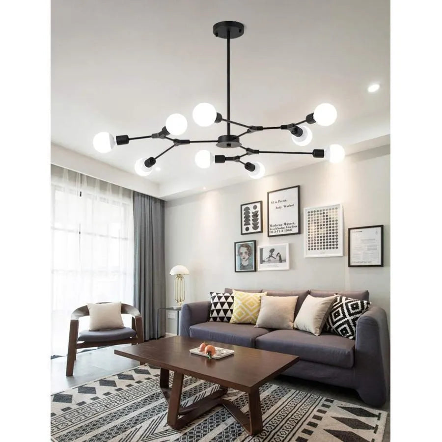 Lustra Architek Nona, 9x E27, czarny, metalowy połysk Domyślny tytuł przemysłowy Alessandro Design