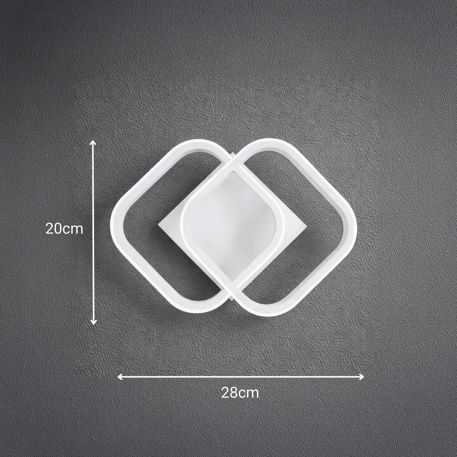 Żyrandol LED VERTEX Matrix, nakładające się diamenty, metalowe ramki, 24W, 2 diamenty, światło zimne/ciepłe/neutralne 3000K/4000K/6000K, białe żyrandole LED domyślny tytuł Alessandro Design