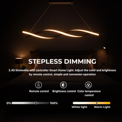 Zawieszany żyrandol LED z pilotem, FLUX, 27W, 116cm, światło zimne/ciepłe/neutralne 3000K/4000K/6000K, możliwość przyciemniania, czarny, regulowana wysokość, metalowe i silikonowe nowoczesne żyrandole Domyślny tytuł Alessandro Design
