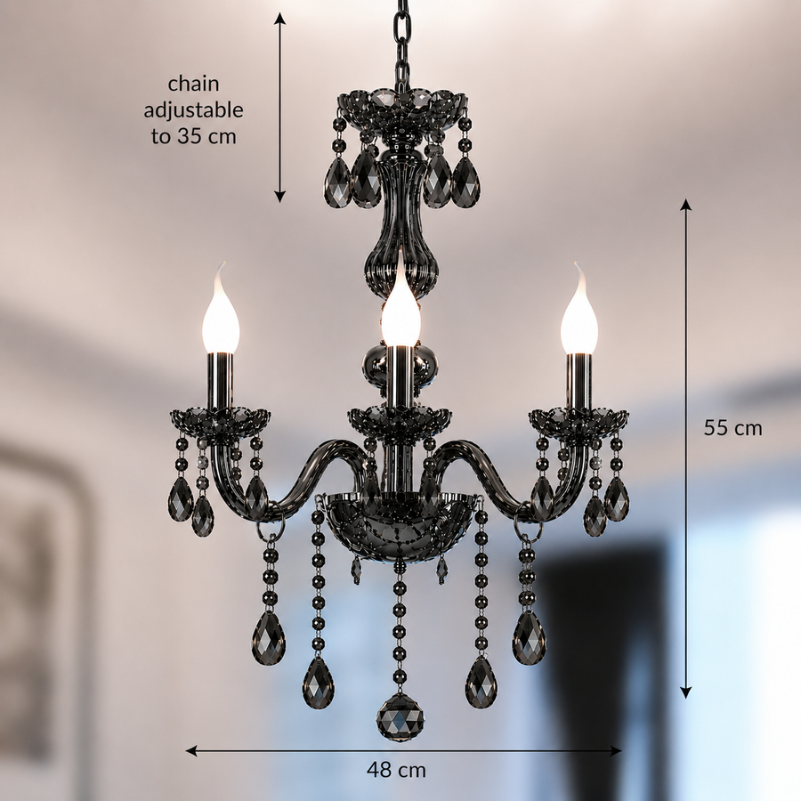 Żyrandol Kryształowy AUGUST Eleganza, 3xE14, Średnica 48cm, Srebrny, Regulowana Wysokość Klasyczne Żyrandole Domyślny Tytuł Alessandro Design