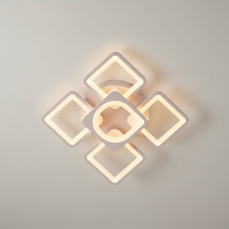 Żyrandol LED z pilotem ZOE 70W, 5 kwadratów, światło zimne/ciepłe/neutralne, możliwość przyciemniania, biały Żyrandol LED z pilotem Domyślny tytuł Alessandro Design