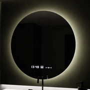 Okrągłe lustro LED, 80 cm, Serenite MotionGlow Marcello, system przeciwmgielny, zegar i termometr, przyciemniane lustra Marcello Domyślny tytuł Alessandro Design