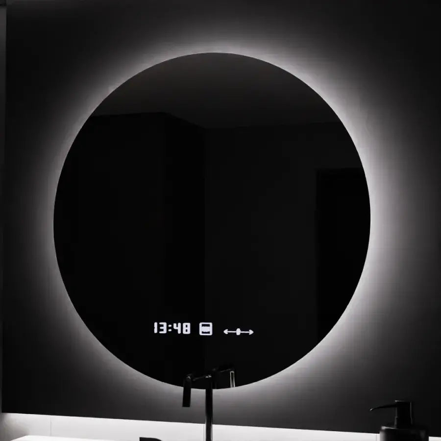 Okrągłe lustro LED, 70 cm, Serenite MotionGlow Marcello, system odmgławiania, zegar i termometr, przyciemniane lustra Marcello Domyślny tytuł Alessandro Design