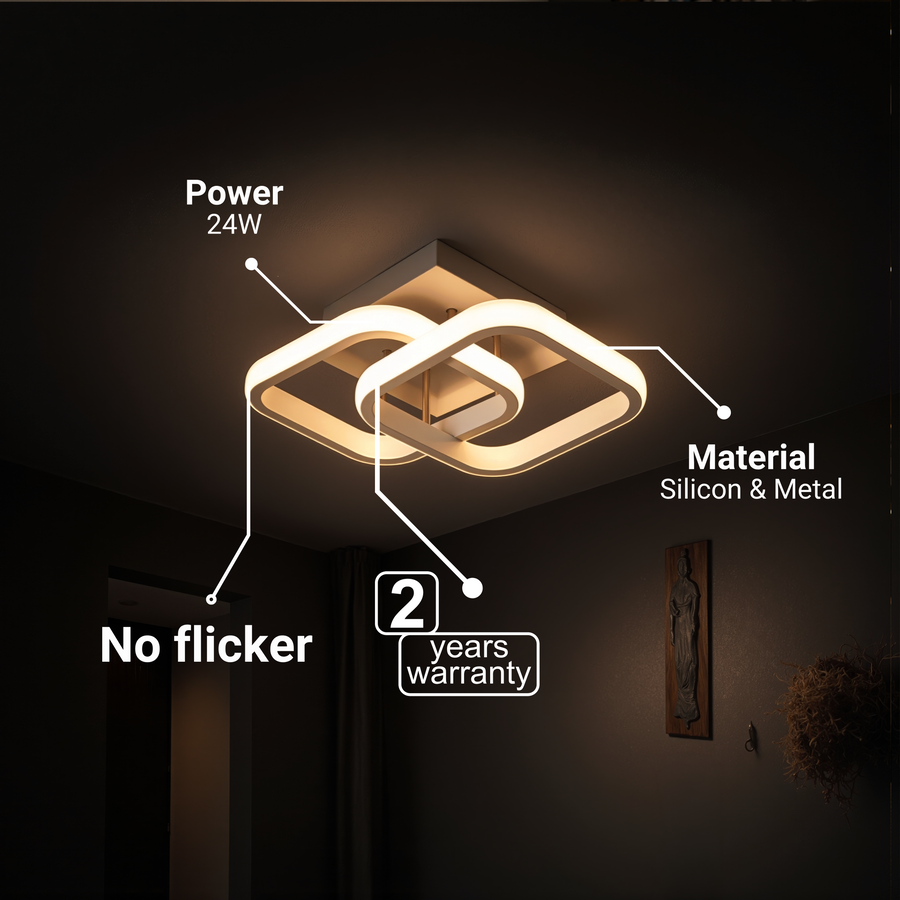Żyrandol LED VERTEX Matrix, nakładające się diamenty, metalowe ramki, 24W, 2 diamenty, światło zimne/ciepłe/neutralne 3000K/4000K/6000K, białe żyrandole LED domyślny tytuł Alessandro Design