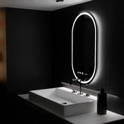 Owalne lustro LED, 60x80 cm, Eminence MotionGlow Marcello, system usuwania zamglenia, zegar i termometr, przyciemniane lustra Marcello Tytuł domyślny Alessandro Design