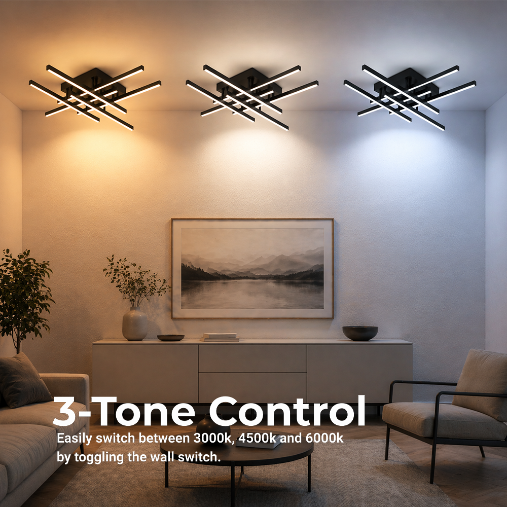 Żyrandol LED z pilotem LINEX, 81W, 6 elementów, liniowy, światło zimne/ciepłe/neutralne, możliwość przyciemniania, czarne Żyrandole LED z pilotem Domyślny tytuł Alessandro Design