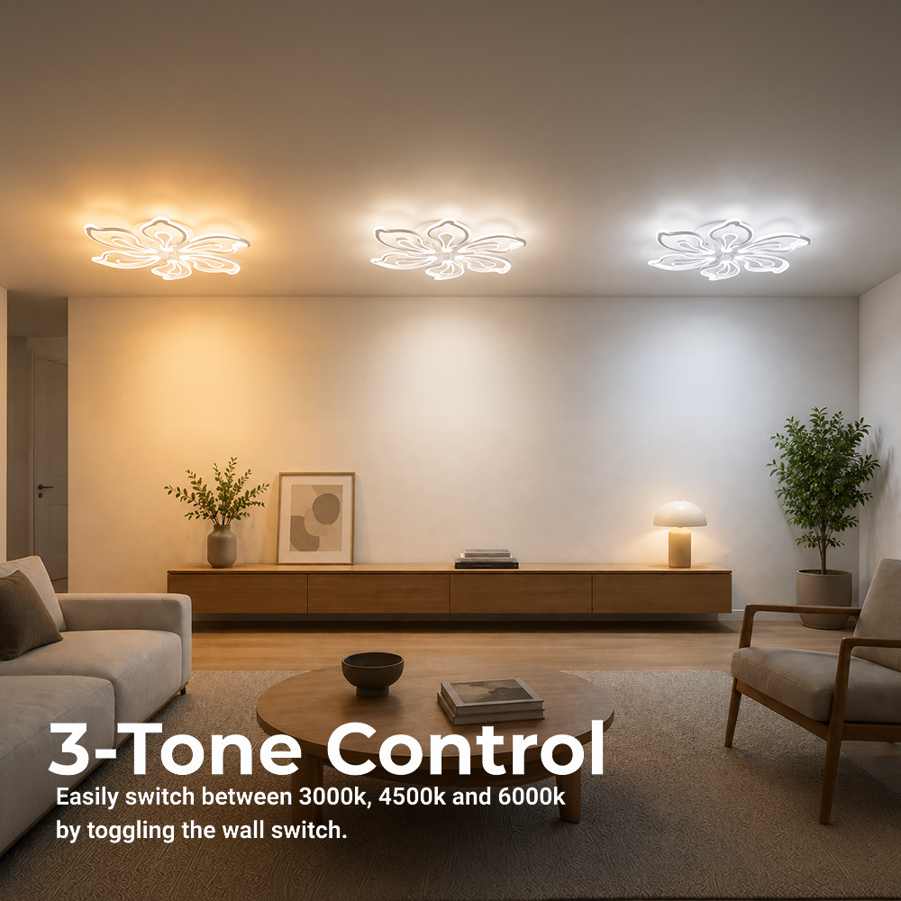 Żyrandol LED z pilotem GLORIOSA 95W, 5 płatków, światło zimne/ciepłe/neutralne, możliwość przyciemniania, biały Żyrandol LED z pilotem Domyślny tytuł Alessandro Design