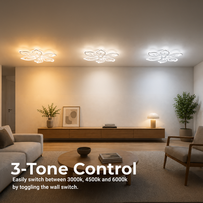 Żyrandol LED z pilotem GLORIOSA 95W, 5 płatków, światło zimne/ciepłe/neutralne, możliwość przyciemniania, biały Żyrandol LED z pilotem Domyślny tytuł Alessandro Design