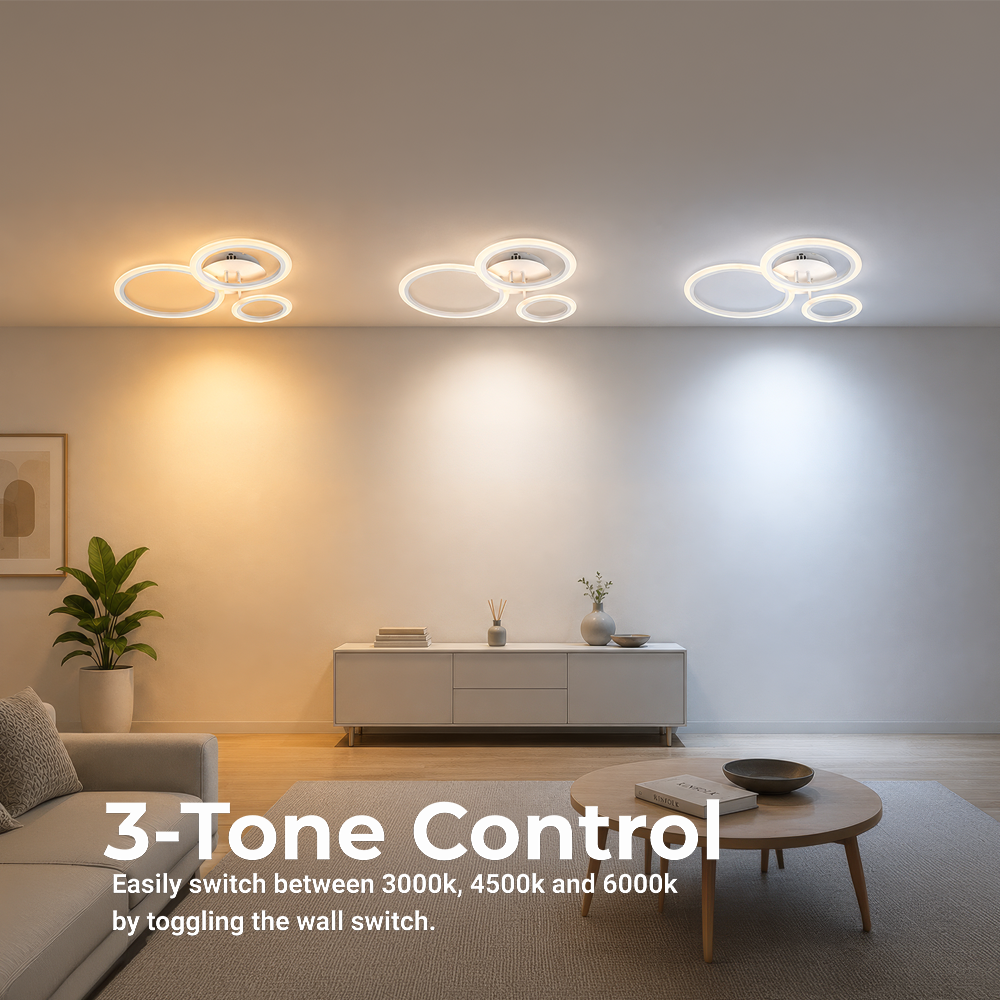 Żyrandol LED z pilotem BETTY 40W, 3 koła, światło zimne/ciepłe/neutralne, możliwość przyciemniania, białe, metalowe i akrylowe Żyrandole LED z pilotem Domyślny tytuł Alessandro Design