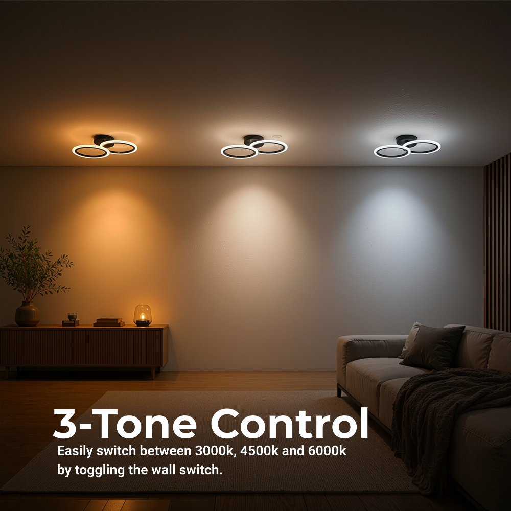 Żyrandol LED z pilotem BETTY 27W, 2 koła, światło zimne/ciepłe/neutralne, możliwość przyciemniania, czarne żyrandole LED z pilotem Domyślny tytuł Alessandro Design