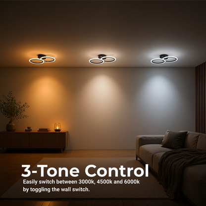 Żyrandol LED z pilotem BETTY 27W, 2 koła, światło zimne/ciepłe/neutralne, możliwość przyciemniania, czarne żyrandole LED z pilotem Domyślny tytuł Alessandro Design
