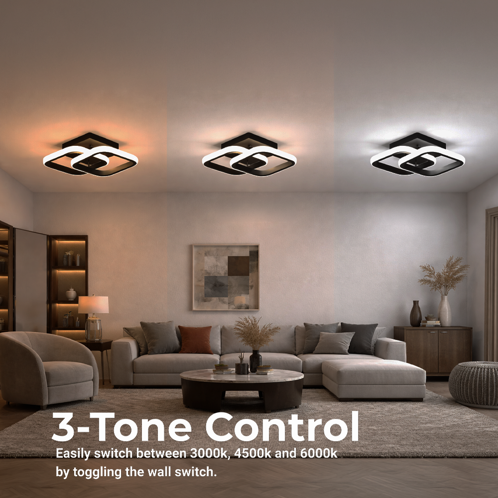 Żyrandol LED VERTEX Matrix nakładające się diamenty, metalowe ramki, 24W, 2 diamenty, światło zimne/ciepłe/neutralne 3000K/4000K/6000K, czarny, metalowy i silikonowy żyrandol LED domyślny tytuł Alessandro Design
