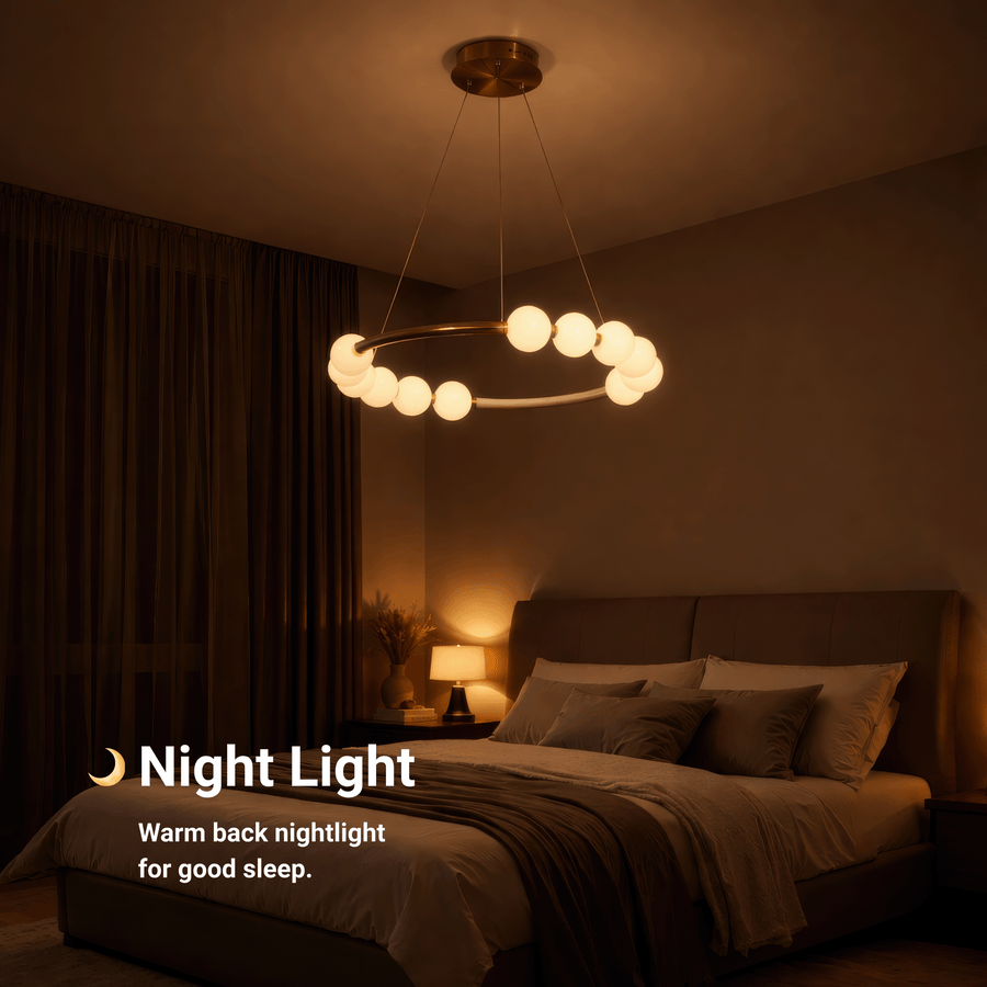 Lampa wisząca LED Akrylowa Nova 57W z pilotem, możliwość przyciemniania, 3000K/4000K/6000K, złote, metalowe i akrylowe żyrandole LED z pilotem Domyślny tytuł Alessandro Design