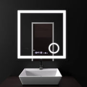 Prostokątne lustro LED, 60x60 cm, Souverain MotionGlow Marcello, system usuwania zamglenia, zegar i termometr, lupa kosmetyczna, przyciemniane lustra Marcello Domyślny tytuł Alessandro Design