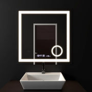 Prostokątne lustro LED, 60x60 cm, Souverain MotionGlow Marcello, system usuwania zamglenia, zegar i termometr, lupa kosmetyczna, przyciemniane lustra Marcello Domyślny tytuł Alessandro Design