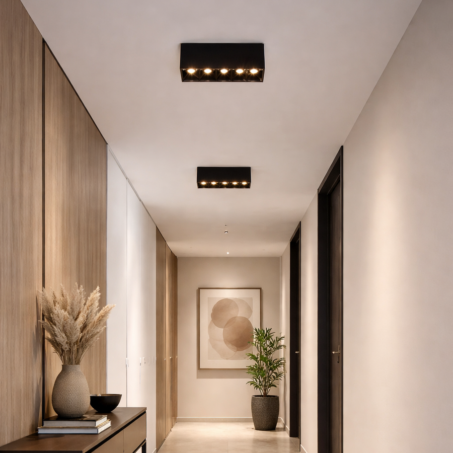 Proiector LED Liniar Aplicat Grilă 8W, Lumina Neutra 4000K, 5 surse, 14 x 3.5 x 6.5 cm Plafoniere LED Default Title Alessandro Design