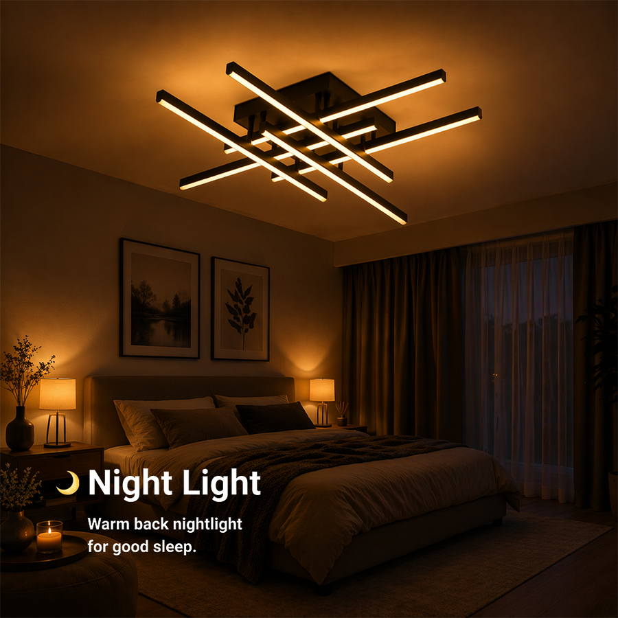 Żyrandol LED z pilotem LINEX, 81W, 6 elementów, liniowy, światło zimne/ciepłe/neutralne, możliwość przyciemniania, czarne Żyrandole LED z pilotem Domyślny tytuł Alessandro Design