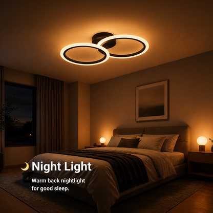 Żyrandol LED z pilotem BETTY 27W, 2 koła, światło zimne/ciepłe/neutralne, możliwość przyciemniania, czarne żyrandole LED z pilotem Domyślny tytuł Alessandro Design