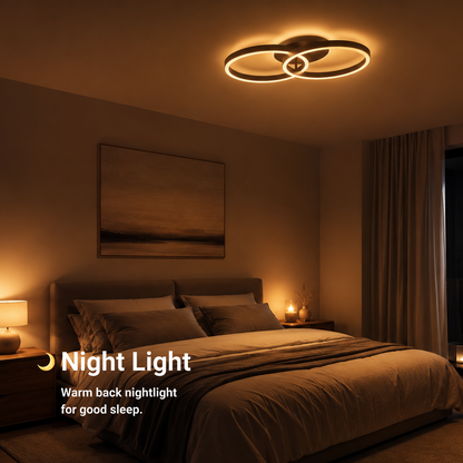 Żyrandol LED z pilotem RIGA LILITH 34W, 2 koła, światło zimne/ciepłe/neutralne, możliwość przyciemniania, czarne Żyrandole LED z pilotem Domyślny tytuł Alessandro Design