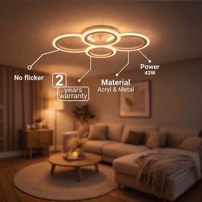 Żyrandol LED z pilotem BETTY 43W, 4 koła, światło zimne/ciepłe/neutralne, możliwość przyciemniania, biały Żyrandol LED z pilotem Domyślny tytuł Alessandro Design
