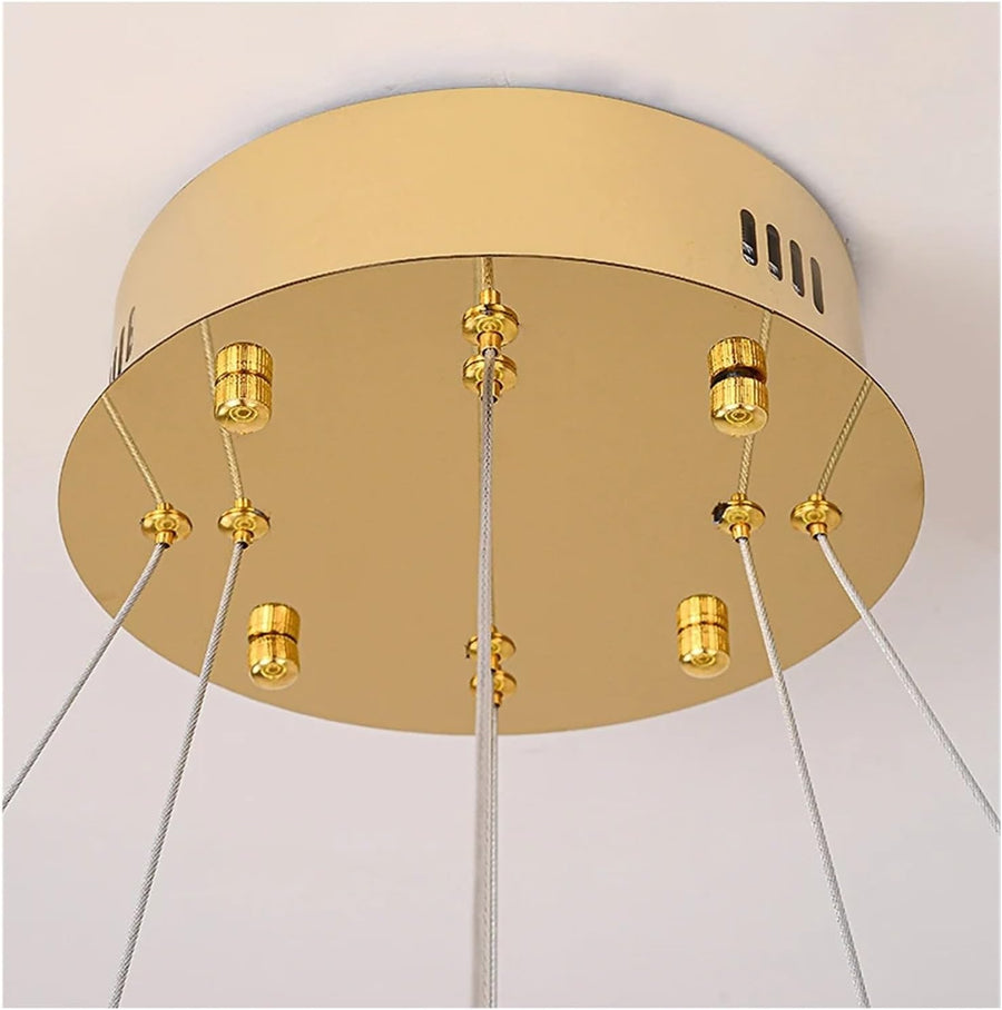 Żyrandol LED z pilotem, LLC132/300GD, kryształ i metal, 37W, 2 koła, możliwość przyciemniania, 3000K/4000K/6000K, luksusowe oświetlenie Żyrandole LED z pilotem Domyślny tytuł Alessandro Design