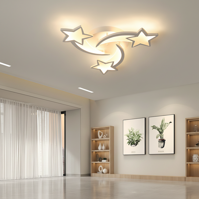 Żyrandol LED z pilotem IPOMOEA 51W, 3 gwiazdki, światło zimne/ciepłe/neutralne, możliwość przyciemniania, biały, metal i akryl
